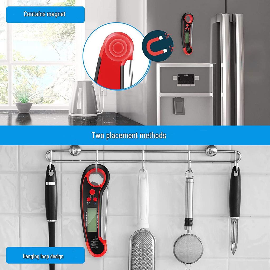 Waterproof Folding Electronic Food Thermometer for High-Temperature Cooking and Ovens