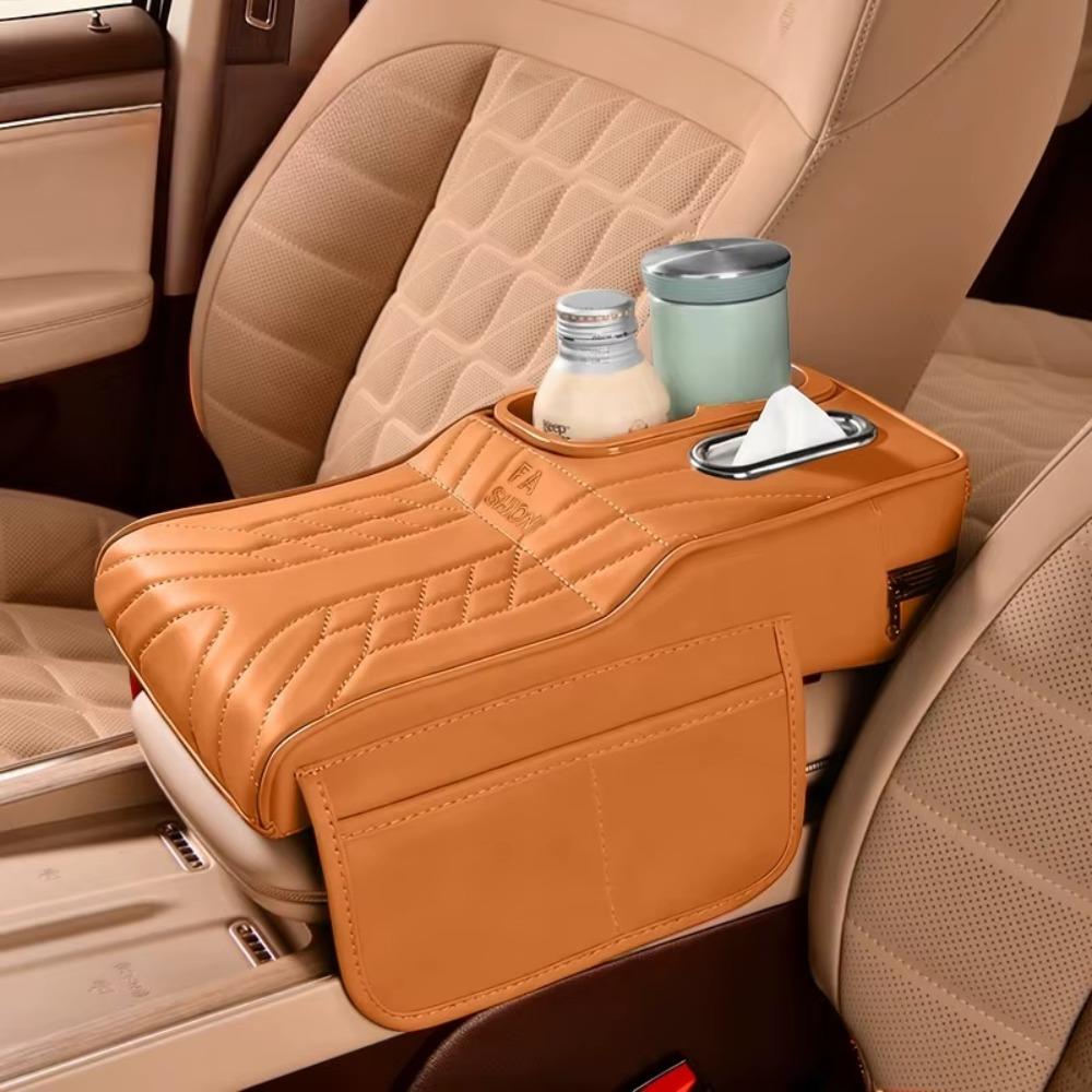 

Height Increase Car Armrest Box 2 Cup Holder Vehicle Armrest Cushion Auto Armrest Cover Mat Sedan
