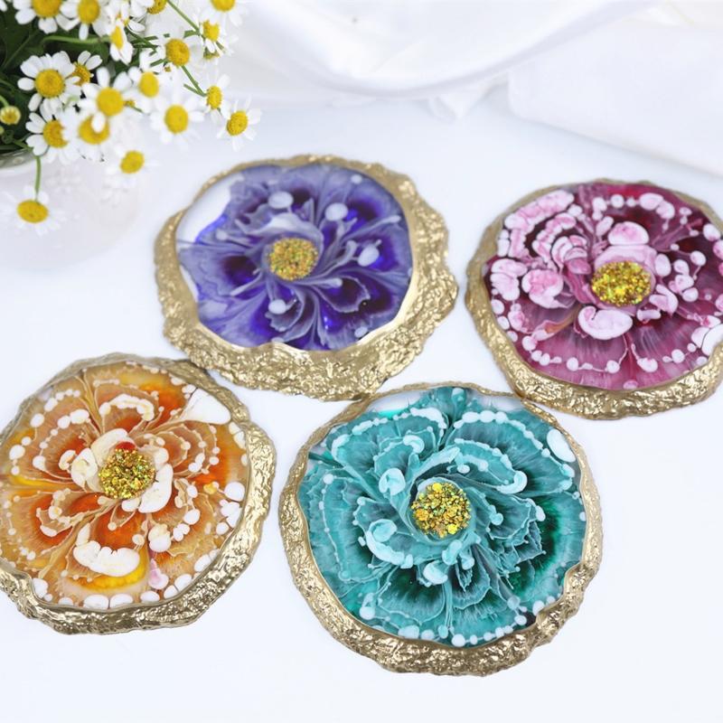 Resin Silicone Coaster Molds for Resin,Geode Coaster Molds for Resin Casting,Epoxy Resin Molds for Tray Coasters Making