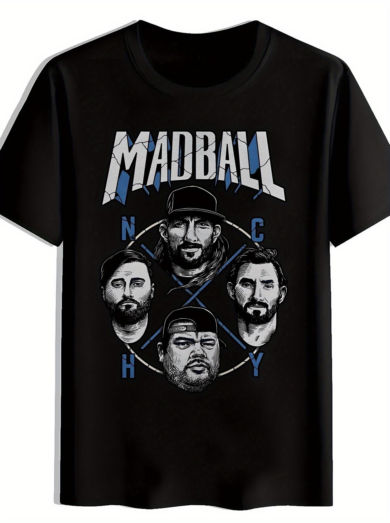 

Vintage Rock Band Graphic T-shirt - 100% Polyester Lightweight Summer Tee with MADBALL NYC Print XXXL