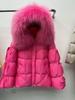 Winter new fur natural big fur collar hooded down jacket women's medium and long thickened warm fashion coat