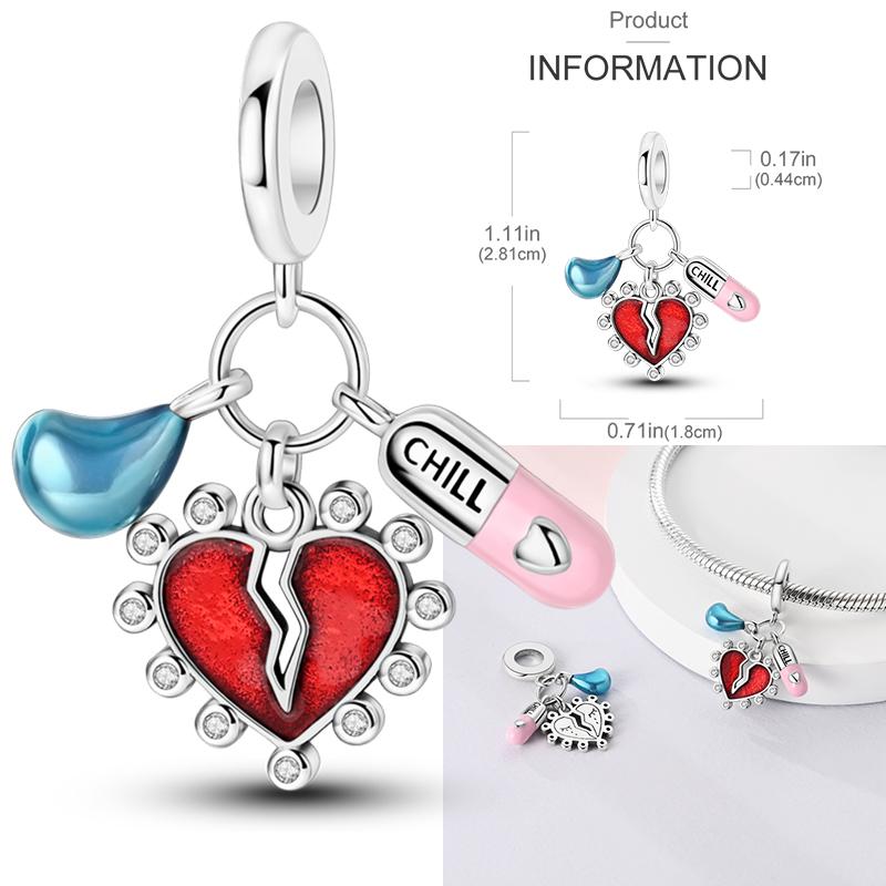 Copper Romantic Couple Rose Ring Proposal Valentine'S Day Charms Beads Fit Necklace Bracelets Diy Jewelry Gifts