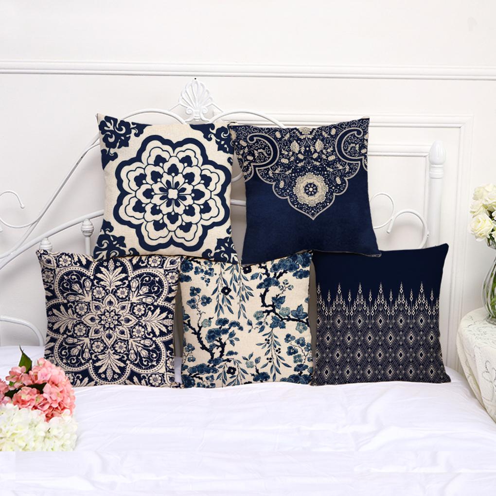 Chinese Style Cushion Case Cover Retro Lightweight Double Sided Pattern Thicken Washable Cute Hug Pillowcase Bedroom Chair