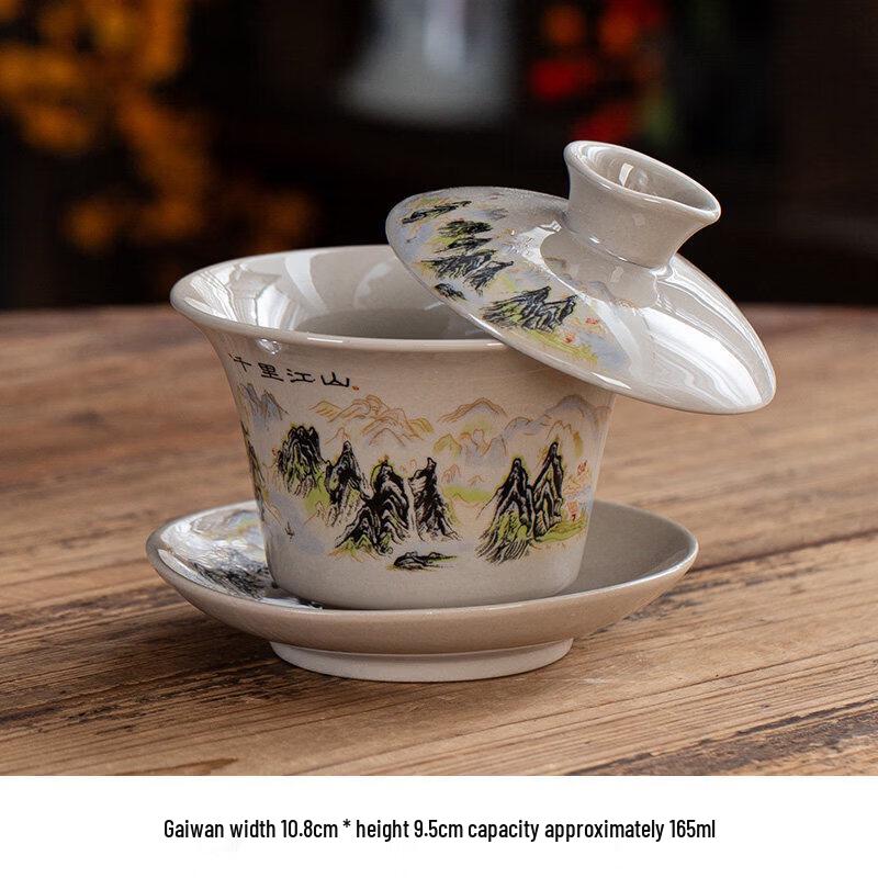 Chinese Ceramic Sancai Gaiwan Tea Bowl