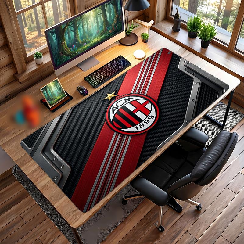 משטח עכבר גדול מודפס AC Milan, משטח שולחן גיימינג מגומי רך מונע החלקה לקישוט משרד, מחשב נייד, מחשב
