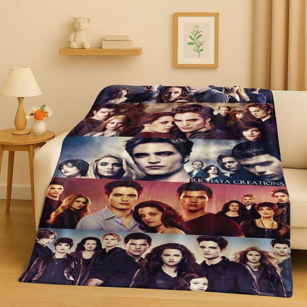 3D Twilight Saga Bella Edward Vampire Movie Flannel Blanket,Ultra Soft Warm Plush Throw for Home Bedroom Bed Sofa Cover Camping