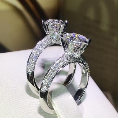 New Classic Eternity Wedding Ring for Women 6 Claws Cubic Zirconia Design Promise Ring Engagement Anniversary Luxury Jewelry