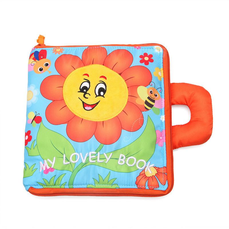 Neues Stoffbuch für Kinder Reißfestes Blumen-Spielzeug Stoffbuch Baby-Spielzeug Frühpädagogisches Stoffbuch