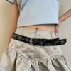 Zinc Zinc Alloy Rhinestone Belt Flower PU Leather Waistband Personality Rivet Belt  Women