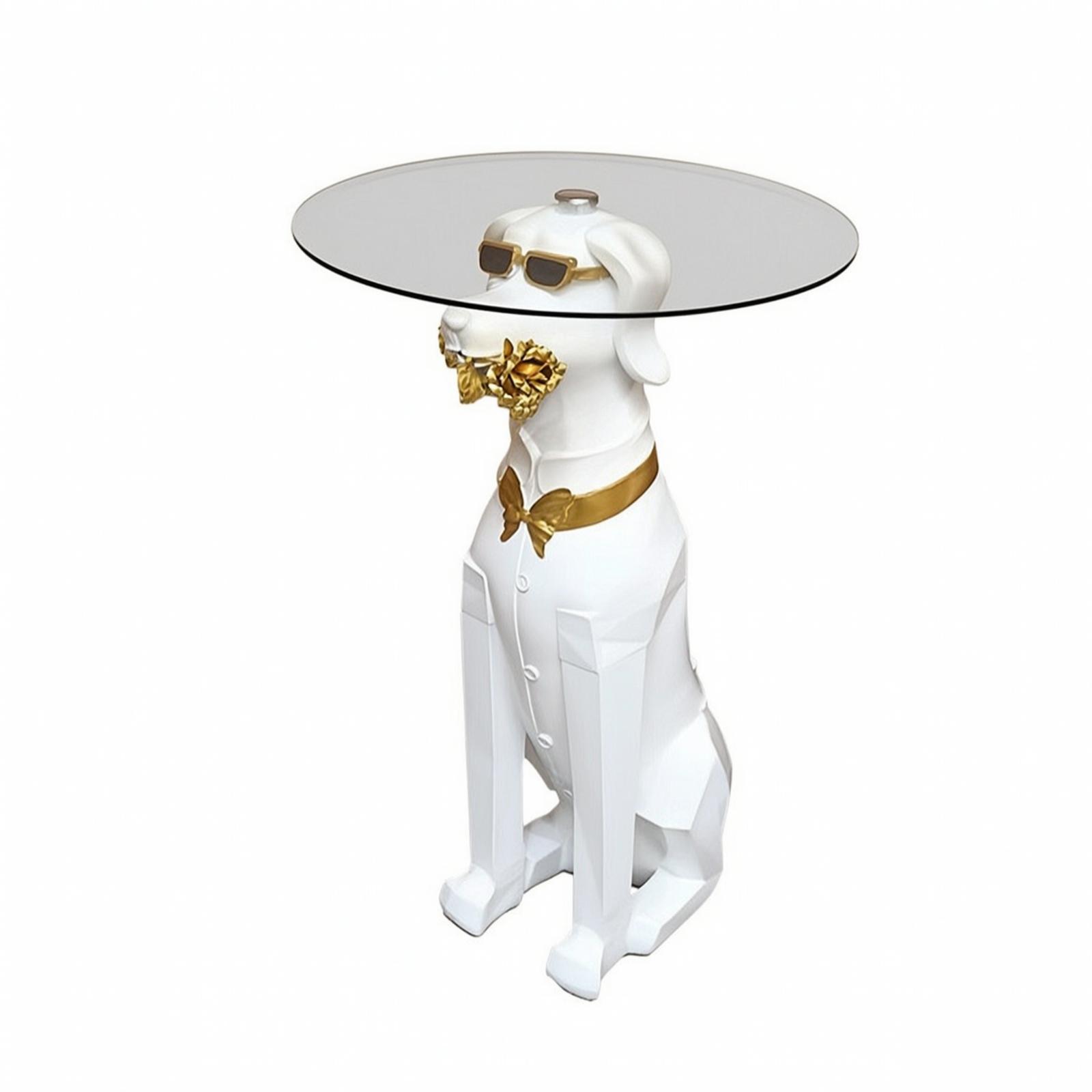 Doberman-Shaped Side Table Decorative Resin Dog