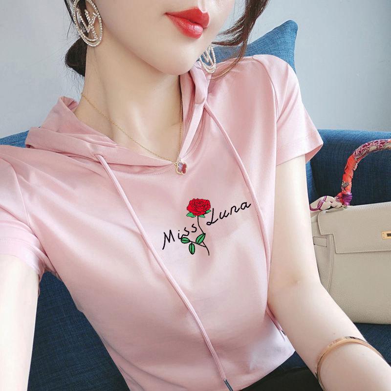 

Women s Ethnic Style Hooded Cotton Short Sleeve Casual Top 2XL [Recommended 62.5-70 kg]
