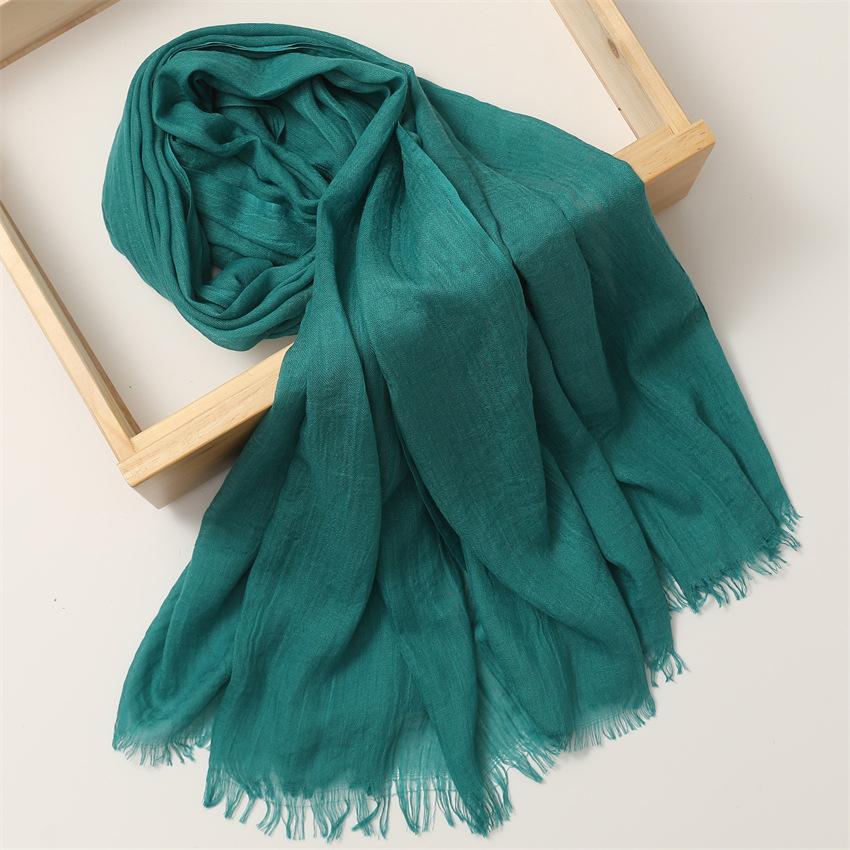 Foreign Trade Silk Scarf Cotton And Linen Headscarf Women'S Spring And Summer Solid Color Japanese And Korean Scarf Sun Protection Warm Shawl Hair