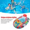 Inflatable Pool Float PVC Airplane Shape Swimming Ring Float Boat with Steering Wheel for Toddler Kids