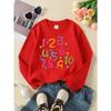 Kids Sweatshirt,Colorful Numbers Stars Hearts Crew Neck Fashion Sweatshirt, Autumn And Winter Top