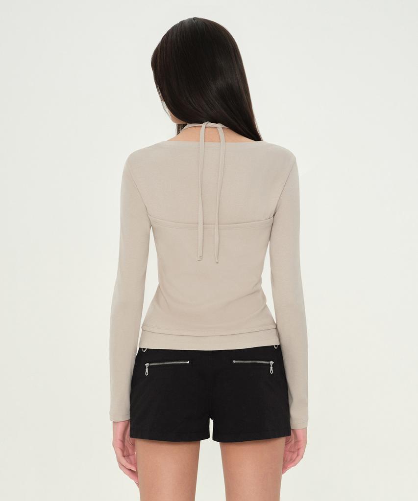 MUSINSA STANDARD WOMAN Women'S Halter String Layered Long Sleeve T-Shirt [Mushroom]