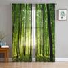 2pcs Plant Green Forest Greenery Vine Pattern Chiffon Sheer Curtains Window Drapes For Bedroom Living Room Home Decoration
