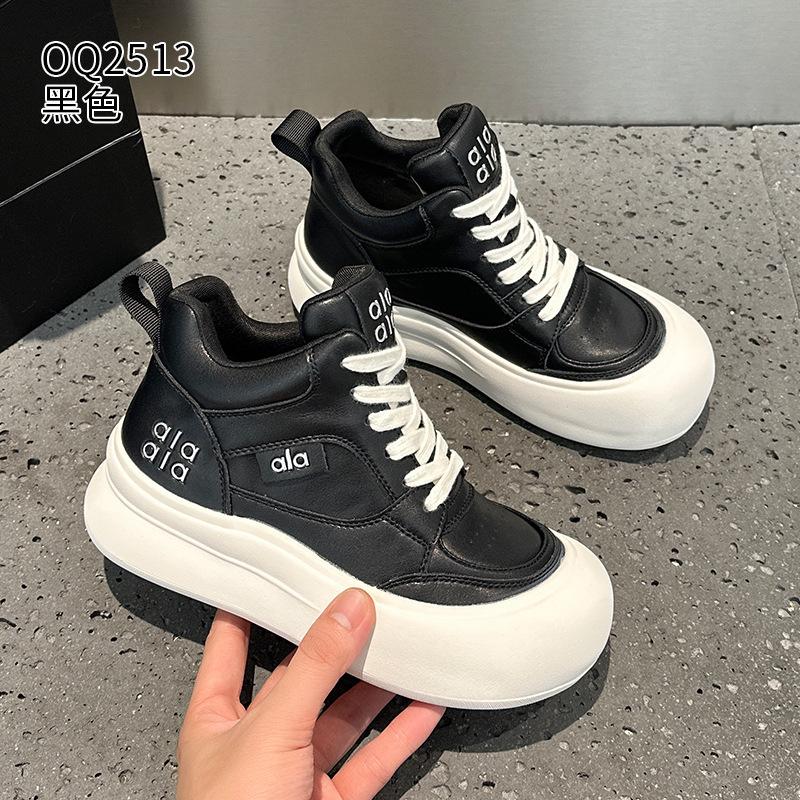 High-top velvet women's 2026 spring and autumn new thick-soled casual leather big-head super fire board shoes