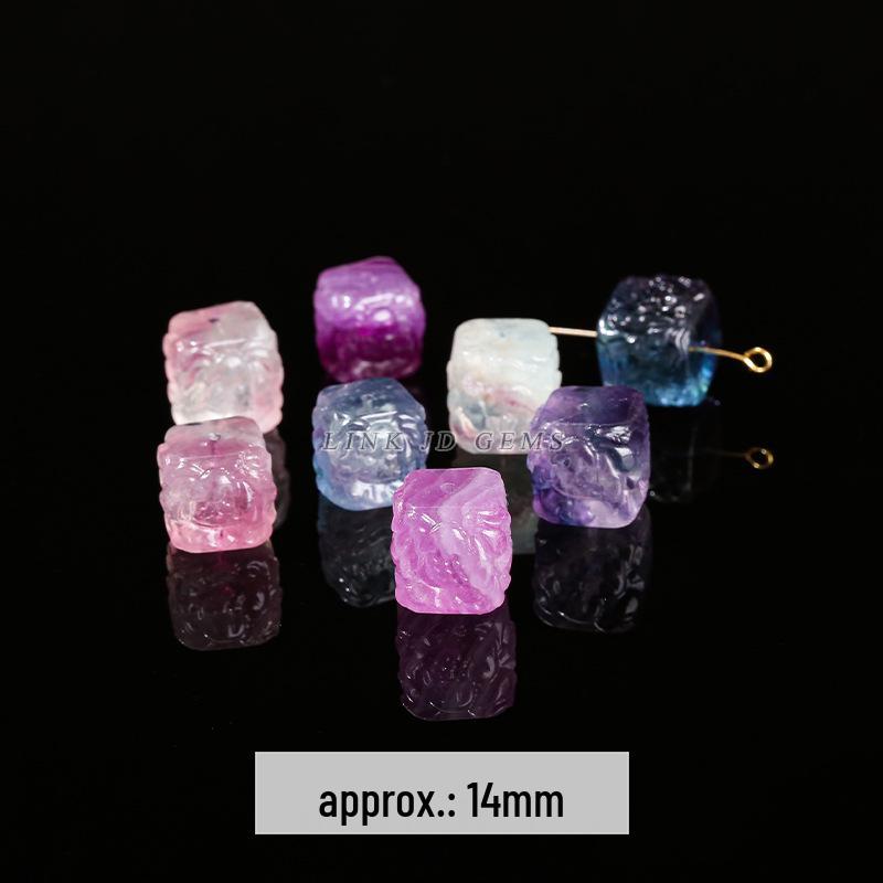 Jingde Jewelry Natural Colorful Fluorite Vajra Pendant Crystal Carving Charm