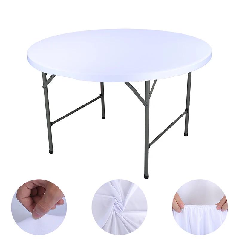 Round Picnic Table Cloth Wedding Solid Color Elastic Fitted Table Covers for Outdoor Camping Wedding Banquet Party Dining Tables