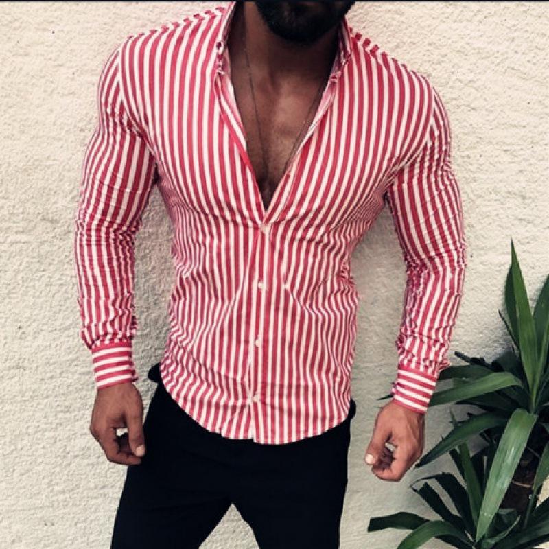 2024 Men's Slim Fit Striped Long Sleeve Shirt - Youth Fashion Business Casual