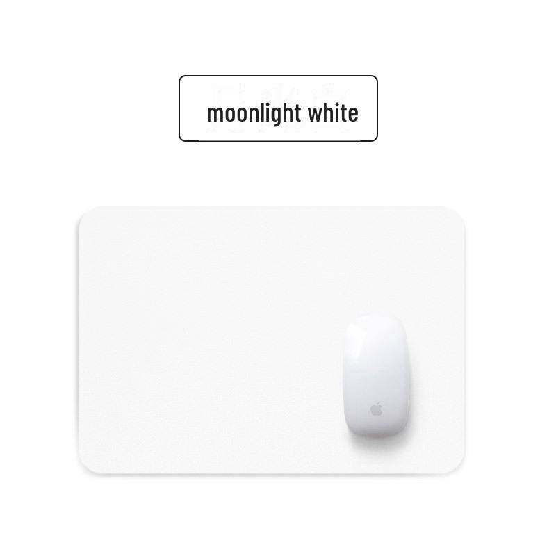 

Пожизненный компаньон: Простой однотонный большой водонепроницаемый коврик для мыши из искусственной кожи Moonlight White