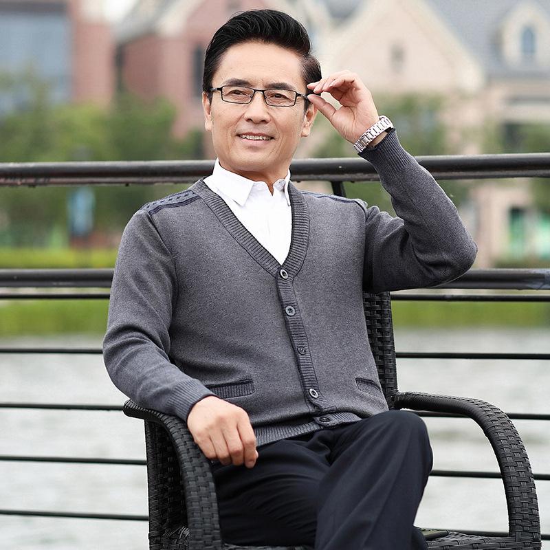 

Кардиган для мужчин среднего и пожилого возраста, свитер, утолщенный свитер на осень и зиму, куртка для дедушки, флисовый свитер, теплый наряд для папы M