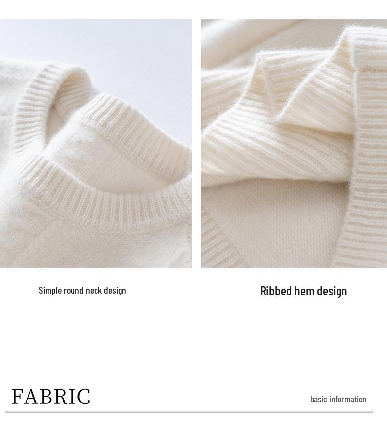 Women's Solid Color Cashmere Round Neck Knit Pullover Sweater