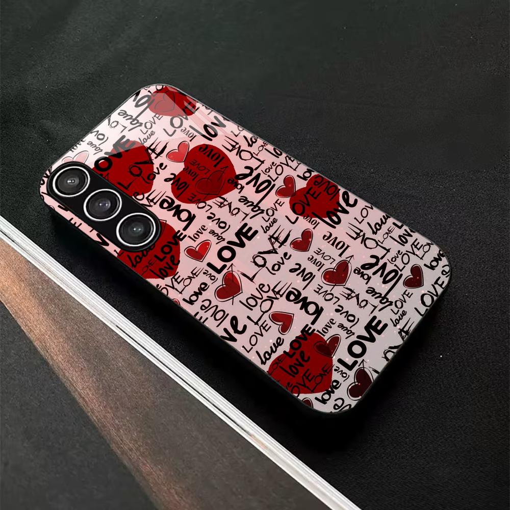 The entire screen filled with love PhoneCase Glass PhoneCase for Samsung Galaxy S26 S25 S24 S23 S22 S21 FE Ultra Plus Mr. / Mrs.