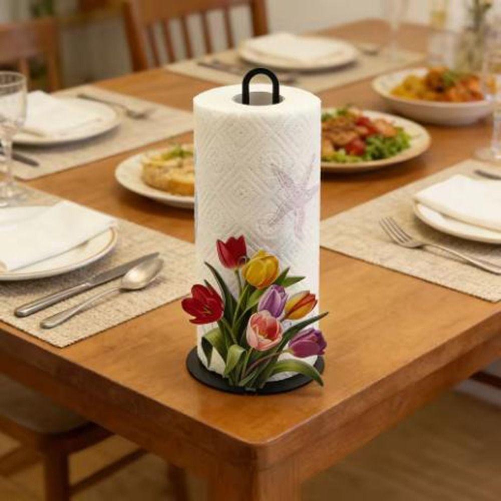Cute Vertical Napkins Rack Iron Roll Paper Towel Holder Freestanding Tissue Holder  Parties