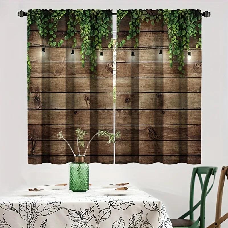 3D 2pcs Metal Wooden Accessories Wooden Door Printed Curtains Living Room Bedroom Decoration 3D Digital Printing Curtain Home De