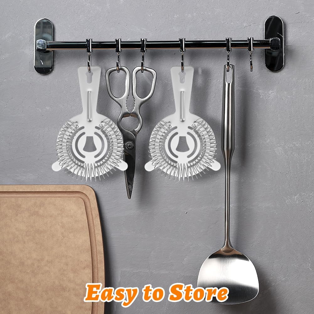 SwirlColor Strainer, 2 Pack Stainless Steel Sieve Professional Bar Cocktail Filtering Tool for Bar Restaurant Home -Silver
