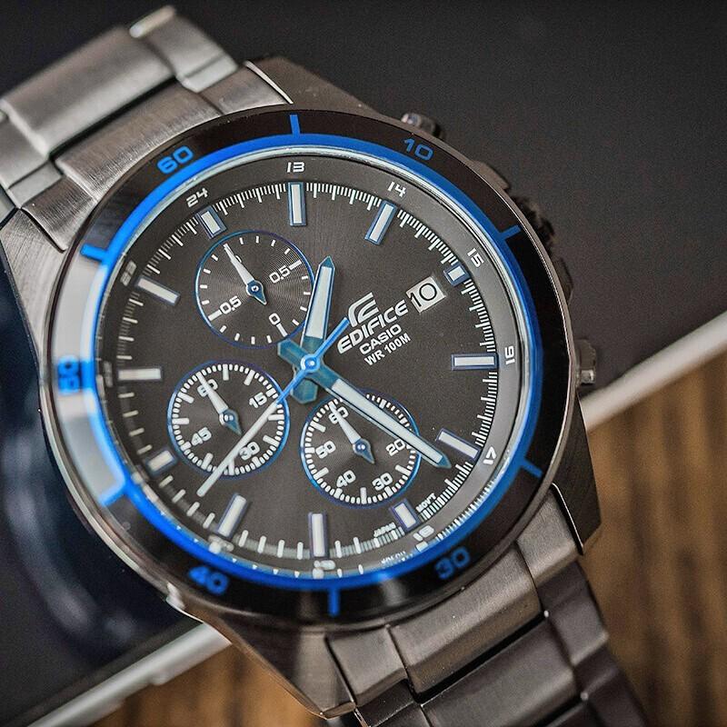 Casio EDIFICE Series, Fashion, Business, Versatile and Casual, Quartz Movement, Stainless Steel Ion-plated Strap, Japanese and Korean EFR-526BK-1A2