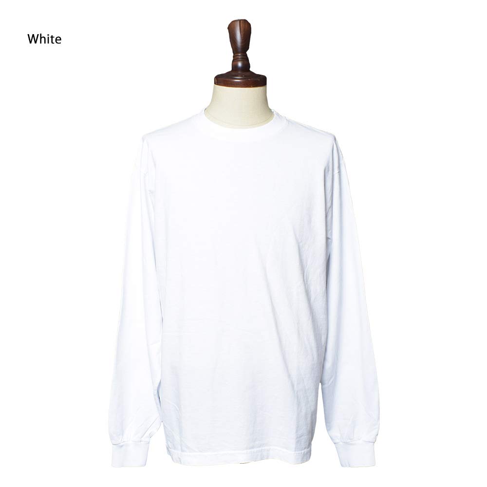 Los Angeles Apparel (RSL) LA APPAREL (1807GD) 6.5oz L/S Garment Dye T-Shirt, Men's Long Sleeve, Solid Color, Made in USA, White [Parallel Import]