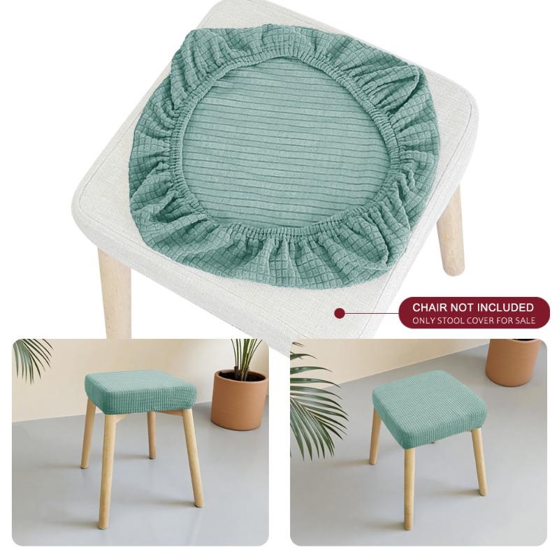 Stool Covers 1-Pack Elastic Square Chair Slipcover Removable Washable Dust Protector Dressing Stool Ottoman Bench Seat Cover