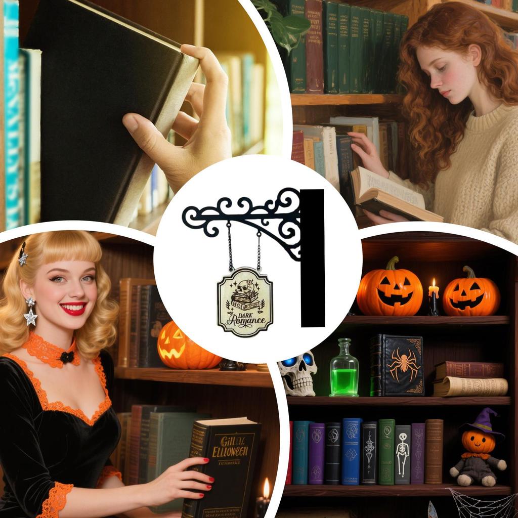 Book Decor for Shelf Book Lover Hangable Sign Accessories for Bookworm Reader Wall Art Home Classroom Halloween Decoration Men