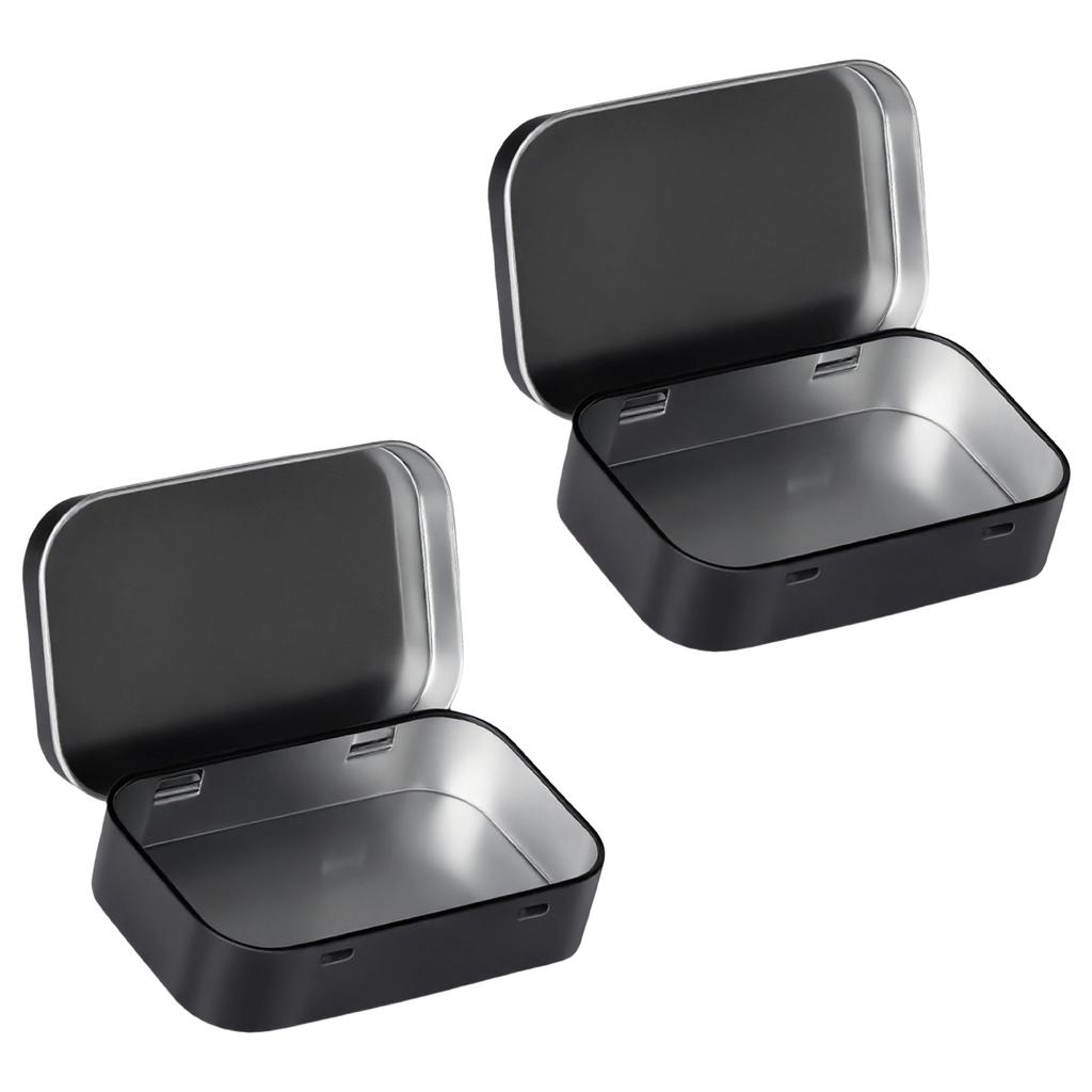 Flips Top Storage Tin Boxes Sturdy Iron Organizers Containers for Home Office 2 Pieces Set