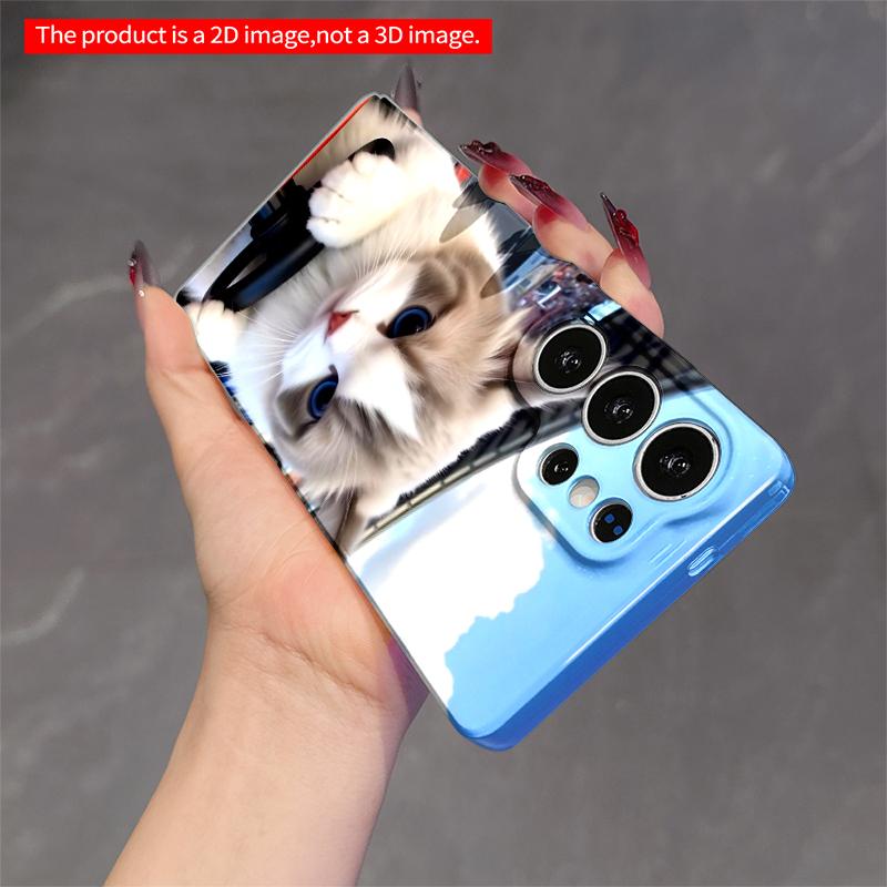 2DFlat Samsung phone case Blue-Eyed Cat Driving Race Car Applicable to Galaxy S22 S23 S24 S25ULTRA S26 A12 A13 A14 A15 A16