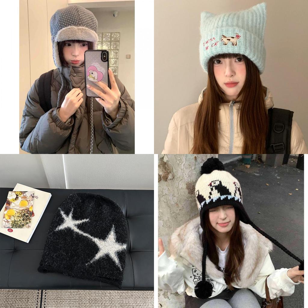 Berretto Invernale Lavorato a Maglia per Donna con Design a Lettere Colorate e Protezione per le Orecchie per uno Stile Casual