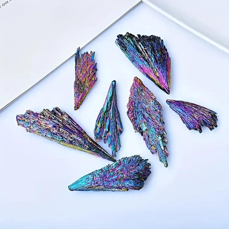 Natural Black Kyanite Specimen Blue Aura Flame Feather Stone with Multicolor for Jewelry Making, Home Decor, Unique Gift