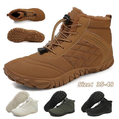 Bottes de neige d'hiver pour hommes et femmes, chaussures en coton, garde au chaud, chaussures de randonnée en plein air, peluche, bottines hautes, baskets pour hommes