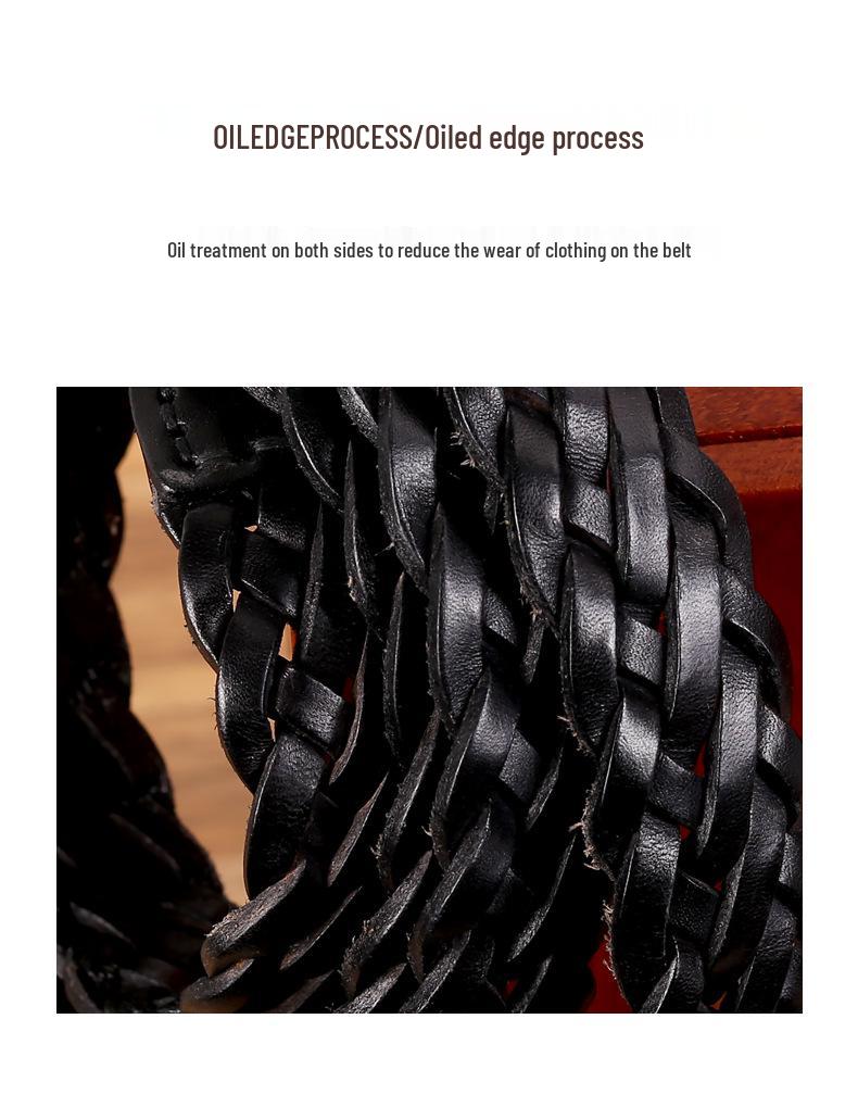 Women's Genuine Leather Woven Belt - Handmade, Punch-Free, Pin Buckle, Decorative Cowhide, In Stock