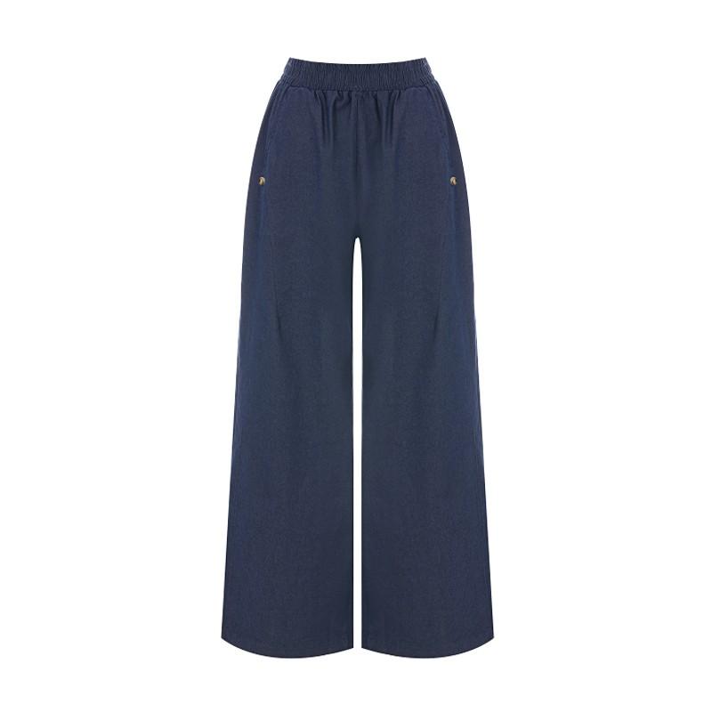 TVIEW Button Point Cutout Elastic Waist Pants_V6A-Cpt024
