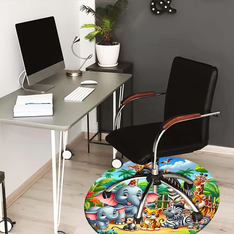 1PC Safari Zoo Non-Slip Floor Round carpet, Office, family, bedroom, Large Area Rug Indoor Rugs, Durable PolyesterH0351