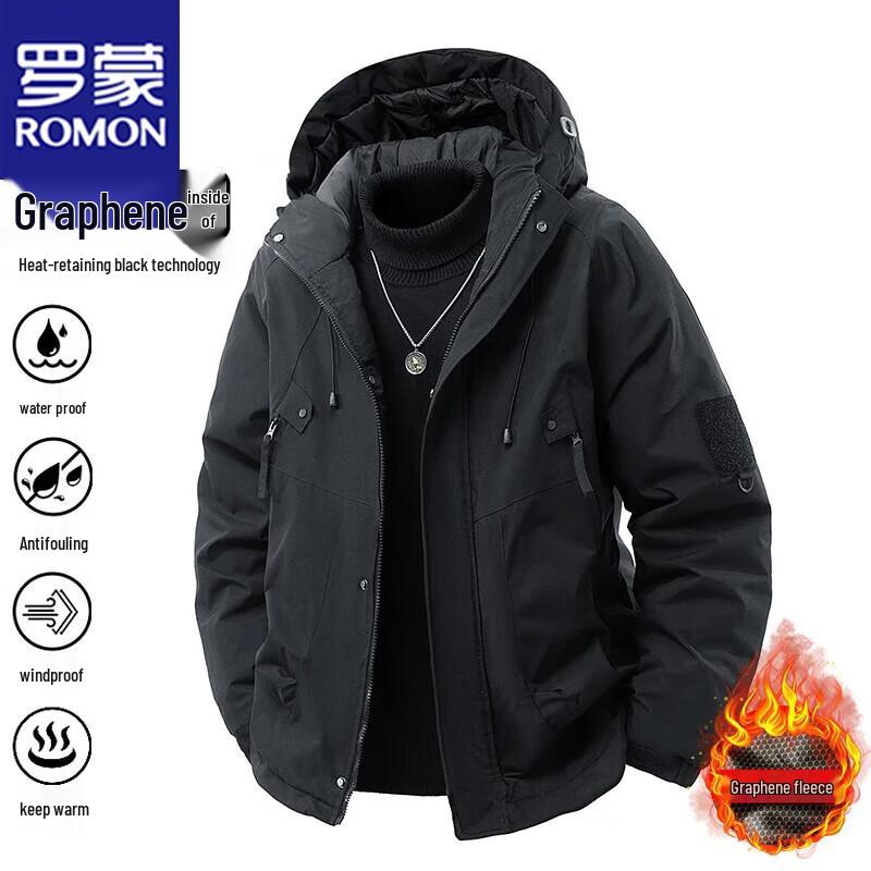 ROMON Men's Winter Hooded Padded Jacket