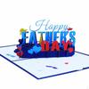 3D PopUp Father's Day Greeting Card with Envelope, Creative Gift for Dad's Birthday 13x18CM Blue