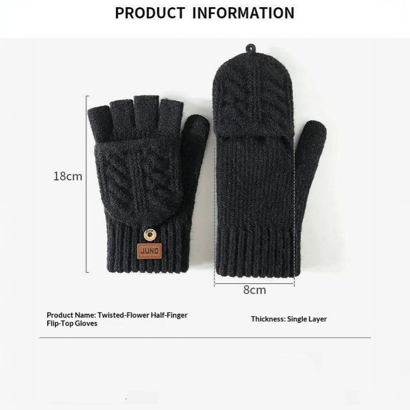 Fashion Thick Winter Knitted Gloves Keep Warm Solid Color Touchscreen Gloves Fingerless Flip Gloves Winter