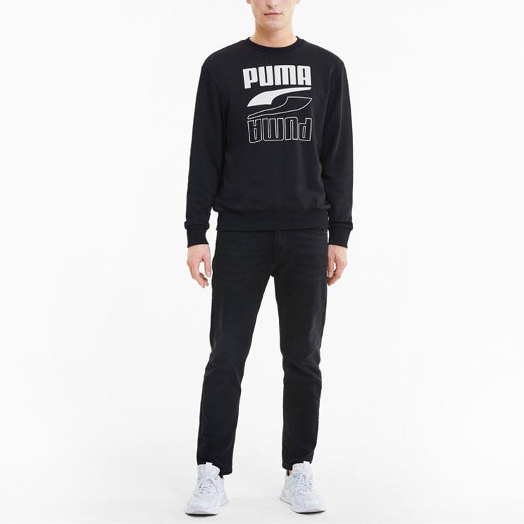 Puma Casual Sport Printed Crew Neck Sweatshirt Men Tops Black 585272-01