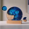 Resin Night Light with Wooden Base Corded Astronaut Compact Lamp for Kids,