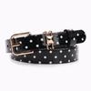 Women's Polka Dot Belt with Gold Buckle - Candy Color Patent Leather Waistband, Trendy Y2K Fashion Accessory for Jeans Dresses