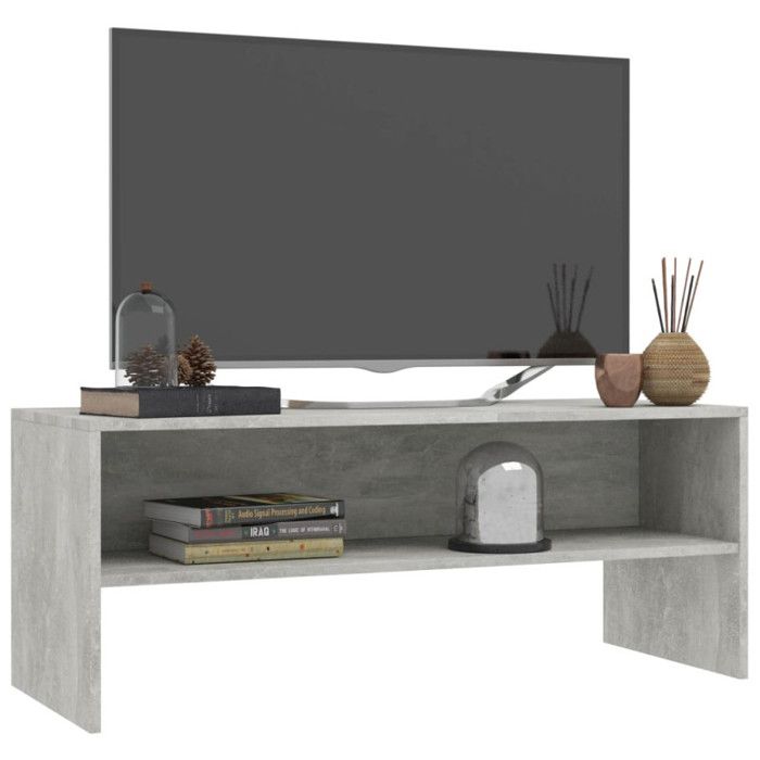 Meuble TV Gris béton 100x40x40 cm Bois d'ingénierie